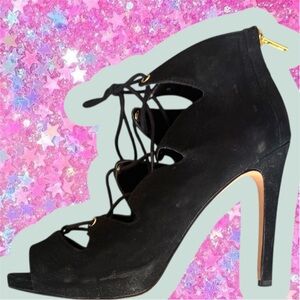 Aldo Astaedia vegan suede heels sandals booties stilettos shoes lace up 2010s